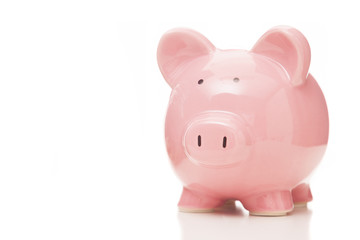 Piggy bank on white background