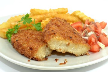 fries with fish cutlet
