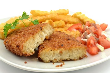fries with fish cutlet