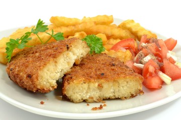 fries with fish cutlet
