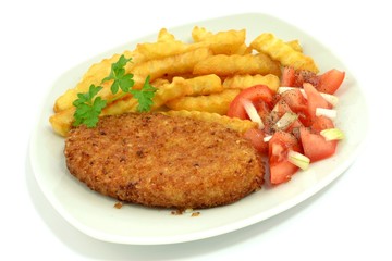 fries with fish cutlet