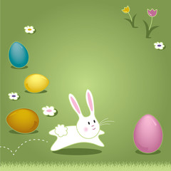 Easter Bunny Hopping Through Grass