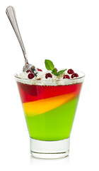 jelly dessert in glasses isolated on white
