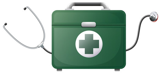 A stethoscope and a medical bag