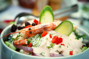 Salad with Shrimps and  vegetables