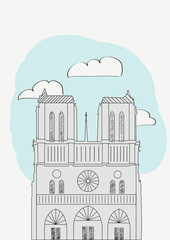 Notre Dame Cathedral  Paris  France  vector illustration