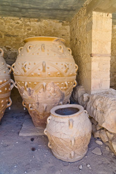 Magazine of the Giant Minoan Pithoi in Knossos palace,Crete