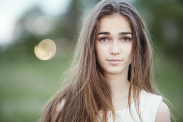 beautiful girl with long hair portrait