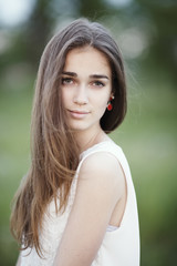 Fototapeta premium beautiful girl with long hair portrait