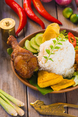 nasi ayam penyet, indonesian fried chicken rice