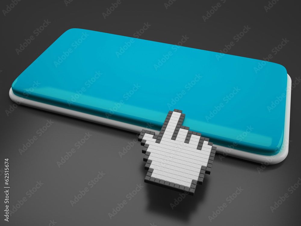 Poster cursor hand on key background shows blank copyspace click here