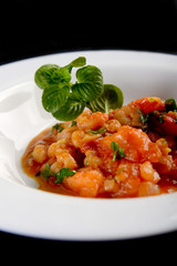 Shrimps with tomato and basil sauce