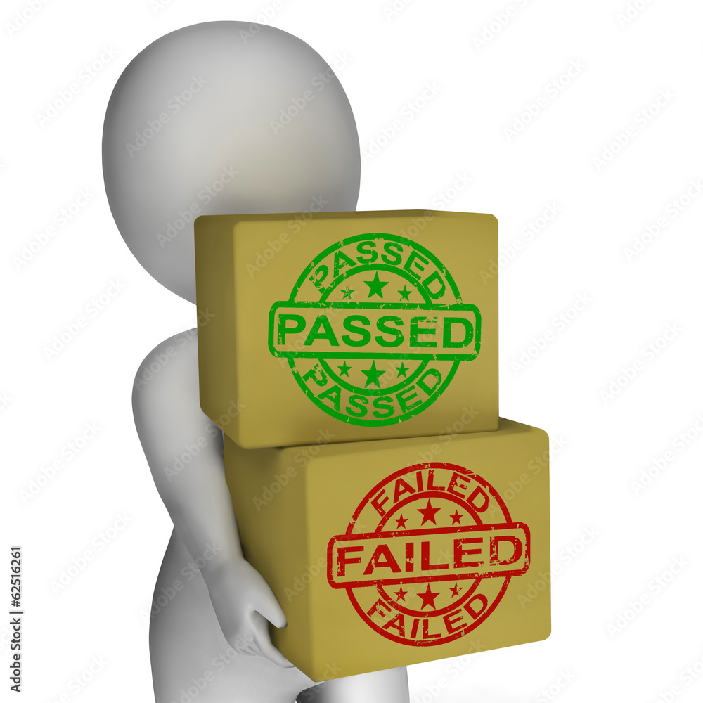 Poster passed and failed boxes mean product testing or validation