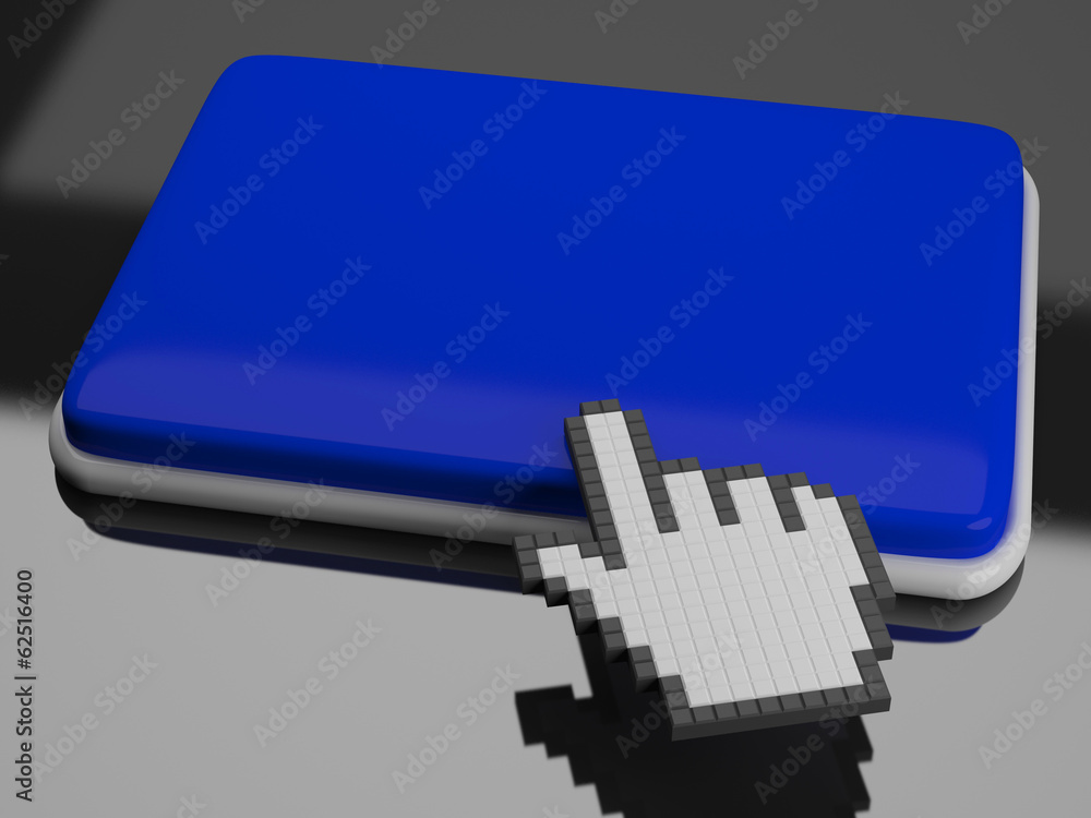 Poster cursor hand on key background shows blank copyspace click here