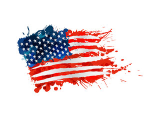 US flag made of colorful splashes