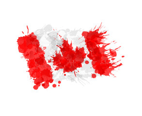 Canadian flag made of colorful splashes