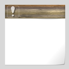 vector banner with wood texture and exclamation mark