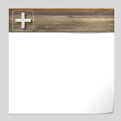 vector banner with wood texture and plus sign
