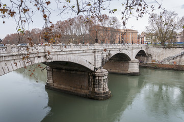 Fototapeta na wymiar Bridge over the Tiber River, Rome, Italy