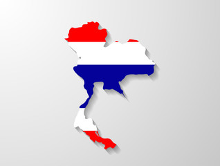 Thailand  flag map with shadow effect