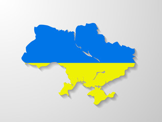Ukraine  flag map with shadow effect