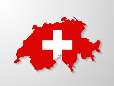 Switzerland Flag Map With Shadow Effect