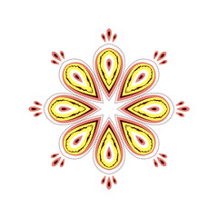 flower patterned, yellow with pink circles