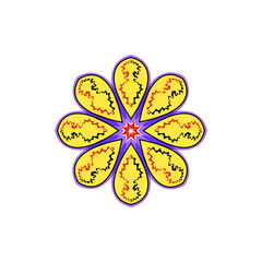 flower patterned, yellow blue.