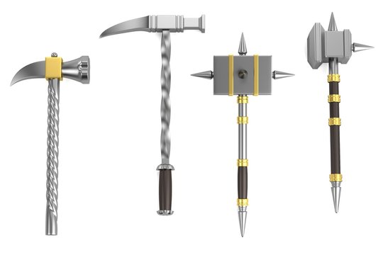 realistic 3d render of hammers
