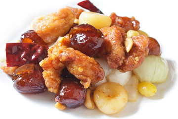 Stir fired chicken with cashew nuts.