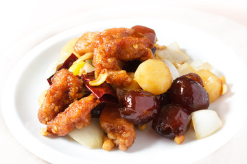 Stir fired chicken with cashew nuts.
