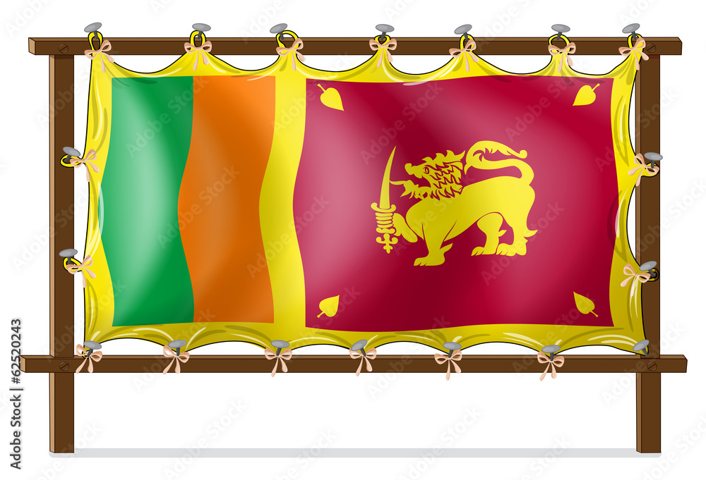 Wall mural A wooden frame with the flag of SriLanka