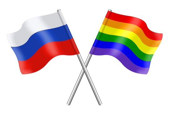 Flags : Russia and rainbow
