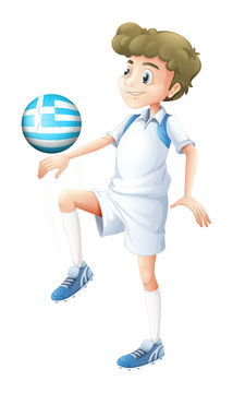 A soccer player with the Greece flag