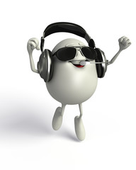 Naklejka premium Happy Egg with headphone