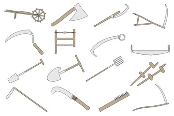 cartoon image of farming tools
