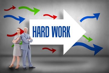 Hard work against arrows pointing