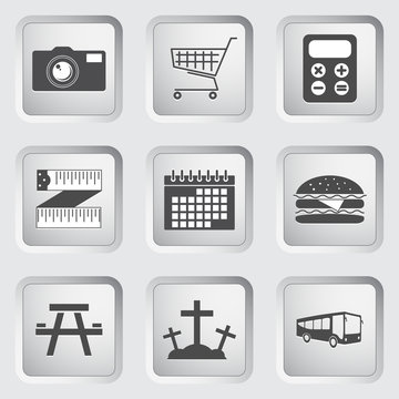 Icons on the buttons for Web Design. Set 3