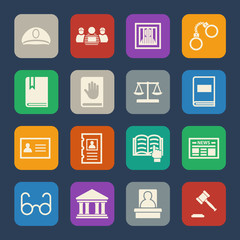 Legal, law and justice icons set.