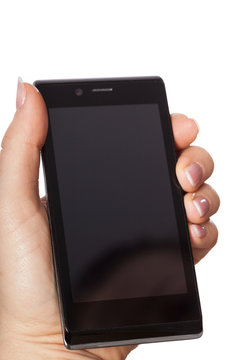 Woman's hand with smartphone