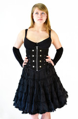 Fototapeta premium Gothic Girl in dark Fashion Clothes