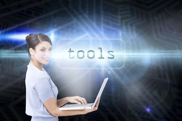 Tools against futuristic black and blue background