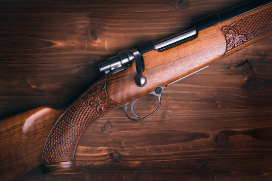 Shotgun  on wooden background