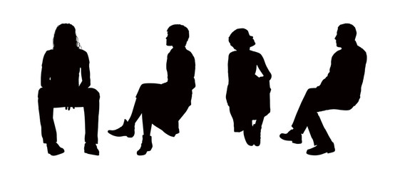 people seated outdoor silhouettes set 6