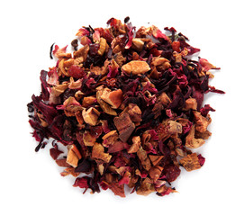 Heap of dry tea isolated on white