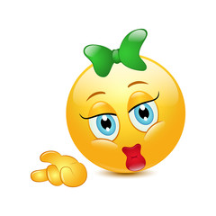 Smiley emoticons face with bow