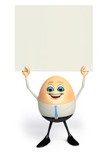 Happy Egg as Business Man with sign