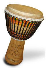 african djembe with Kente cloth