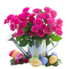 pink roses with easter eggs
