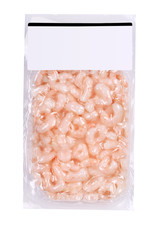 Close up of shrimps in sealed box.